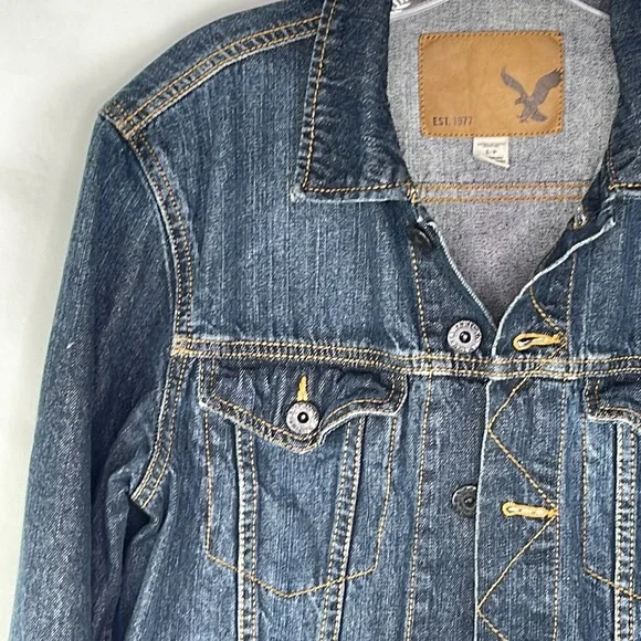 AEO Medium Dark Denim Jean Jacket - Picture 3 of 5
